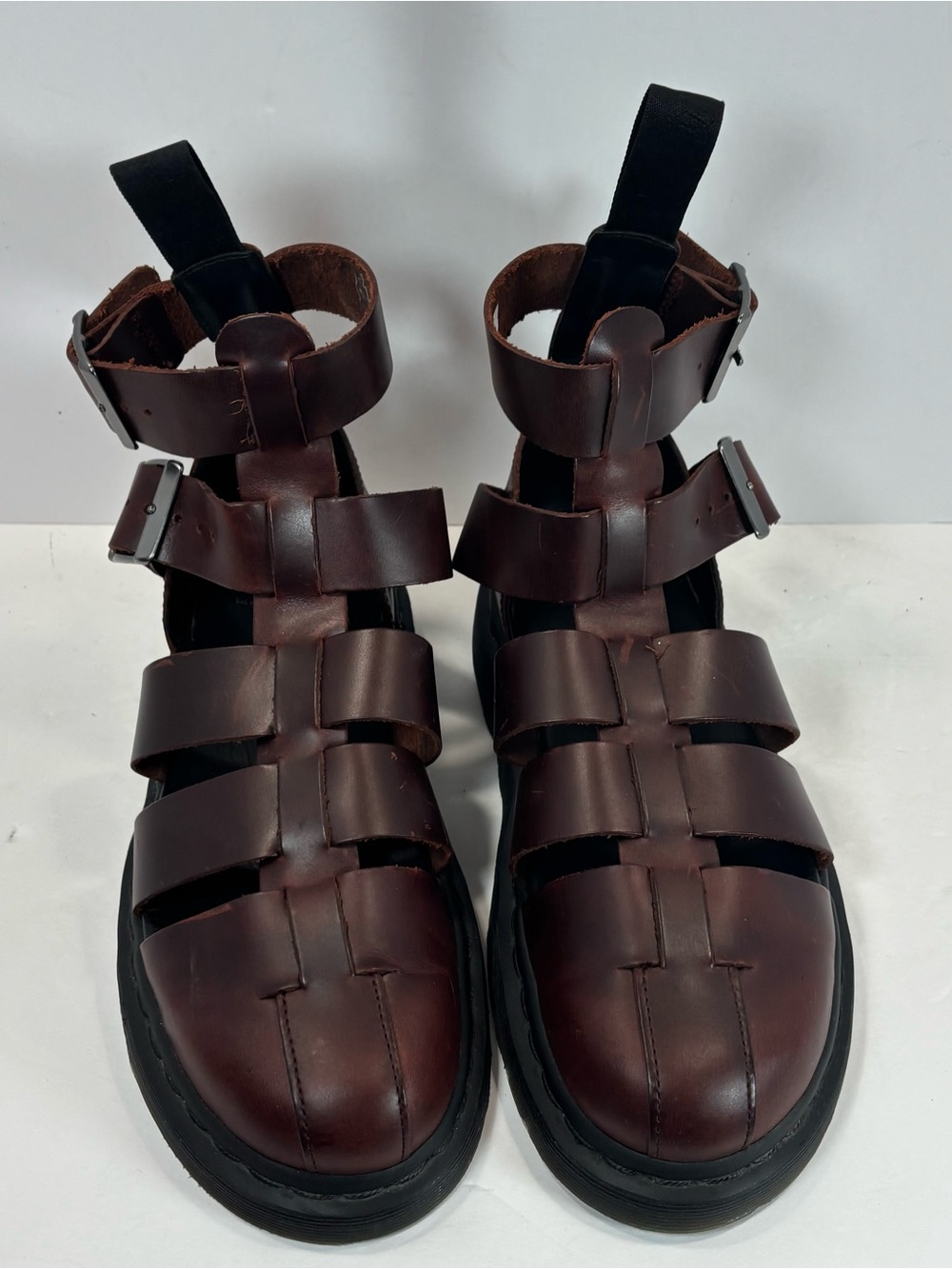 Dr Martens Geraldo Tall Brown Leather Strappy Platform Fisherman Sandals Men 8 - Picture 6 of 10